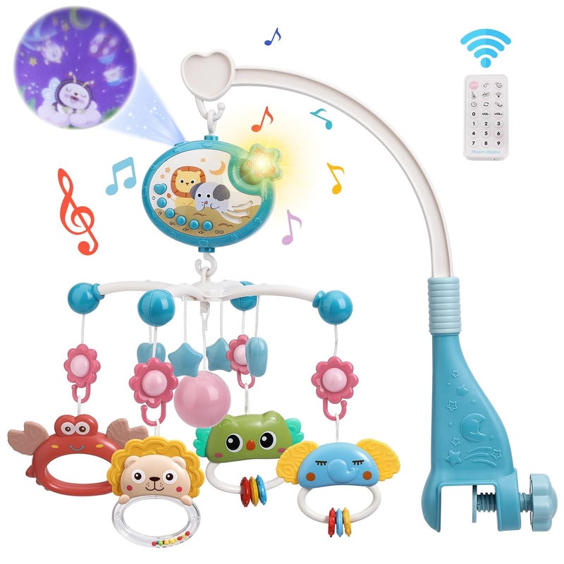 Mini Tudou Crib Mobile with Music and Lights,Baby Mobile for Crib with Hanging Rotating Rattle Toy,Star Projection,400 Lullabies and Timing Function,Remote Control Baby Crib Mobile for Boys Girls - Image 1